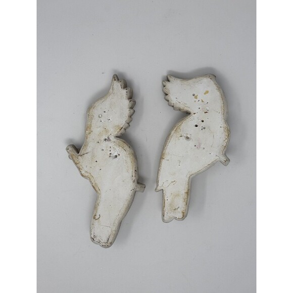 Vintage 1979 Miller Studio Chalkware Cockatoo Wall Art Pair of Birds White Gold - Picture 6 of 8